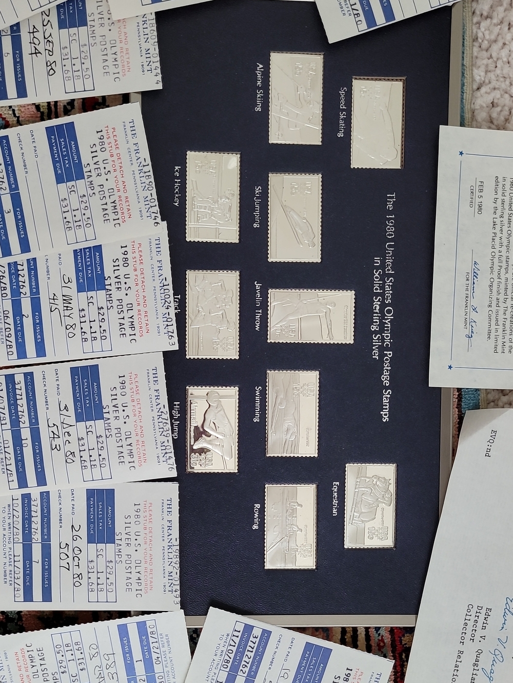 Stamps in Solid Sterling Silver – Complete Set w/ COA